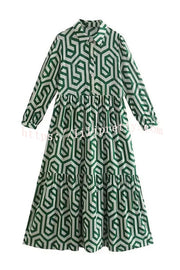 Lilipretty Marley Geometric Figure Print Loose Shirt Midi Dress