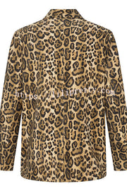 Catwalk Leopard Single Button Long Sleeve Pocketed Lapel Boyfriend Blazer