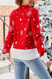 Lilipretty Christmas Print Crew Neck Long Sleeve Sweater