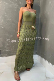 Lilipretty® Romantic Story Knit Texture Off Shoulder Stretch Maxi Dress