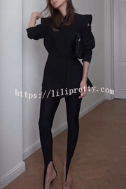 Fashionable Pioneer Stand V-neck Split Sleeve Loose Blazer