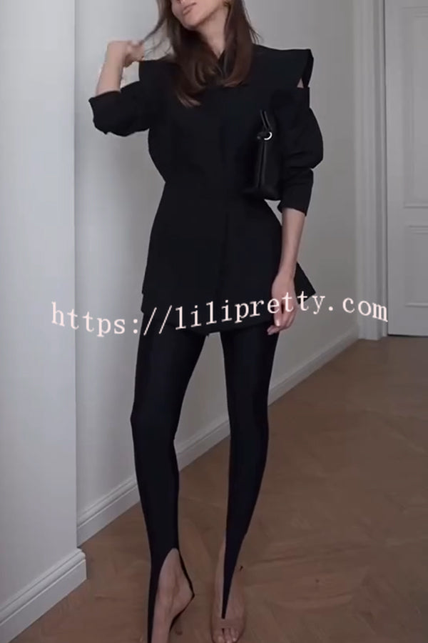 Fashionable Pioneer Stand V-neck Split Sleeve Loose Blazer