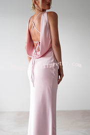 Solid Color Sexy Backless Lace-up Elegant Slim Maxi Dress