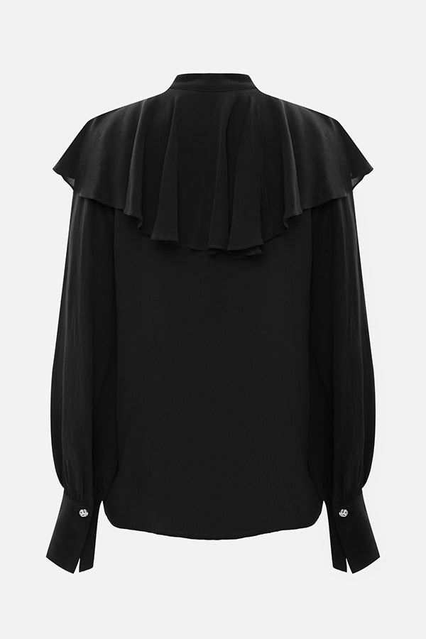 Court-style Draped Ruffled Elegant Chiffon Blouse