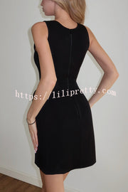 Solid Color Shawl and Square Neck Sleeveless Fitted Mini Dress Two-piece Set