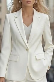 Solid Color Long-sleeved Lapel Loose-fitting Single-button Blazer