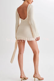 Sexy Long-sleeved Backless Elegant Slim Fit Knitted Mini Dress