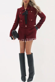 Sweet Dreams Tweed High Rise Pocket Wide Leg Mini Shorts