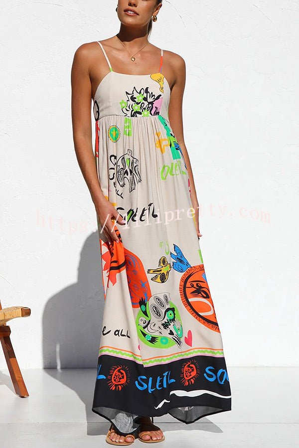 Lilipretty® Rosalinda Unique Print Back Tie-up Lightweight Maxi Dress
