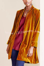 Solid Color Velvet Long-sleeved Loose Mid-length Coat