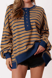 Fashion Striped Print Loose Casual Long-sleeved Top