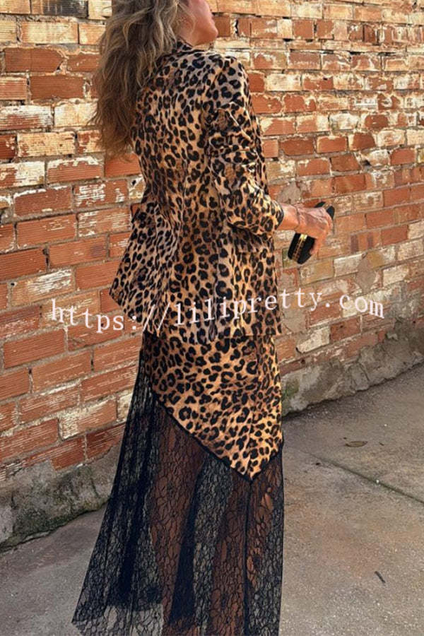 Coco Lady Leopard Lace Patchwork Irregular Skirt