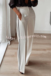 Stylish Contrast Striped Straight Pocket Pants