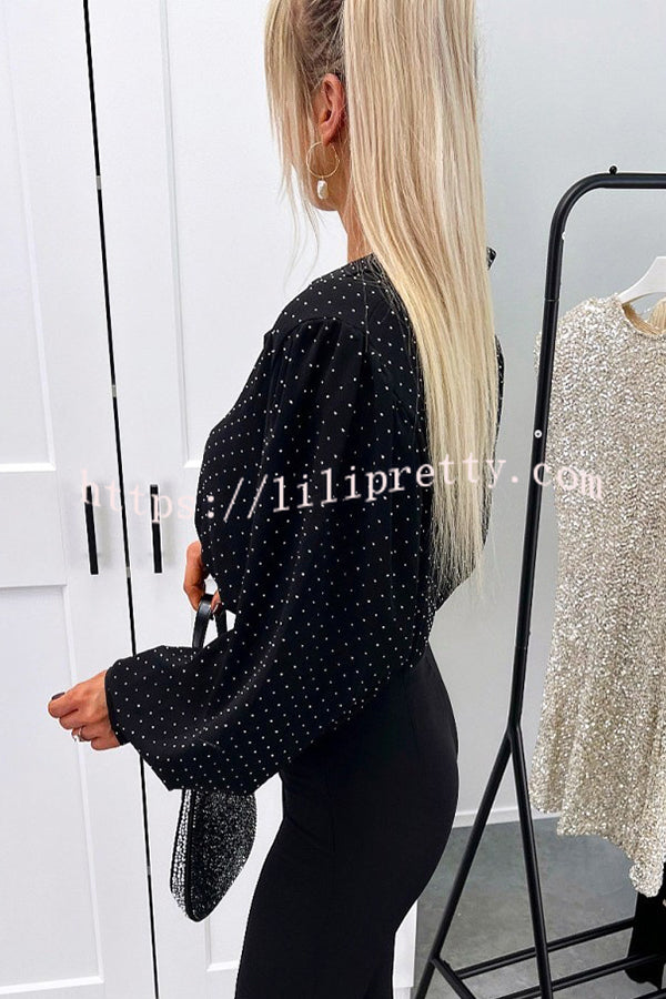 Fashionable Polka Dot Lantern Sleeve Loose Shirt