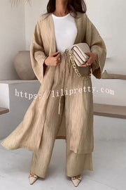 Lilipretty Ruched Textured Oversized Kimono Cardigan