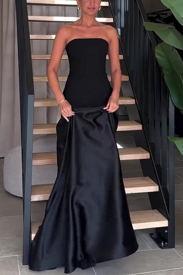 Solid Color Strapless Sleeveless Slim Fit Maxi Dress lilipretty Solid Color Strapless Sleeveless Slim Fit Maxi Dress lilipretty