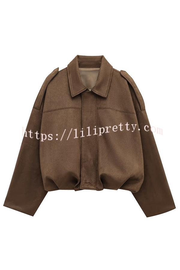 Fashion Lapel Long-sleeved Casual Bomber Jacket