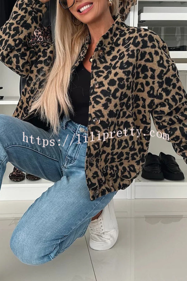 Leopard Print Loose Long-sleeved Pocket Casual Jacket