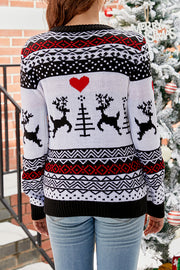 Lilipretty Christmas Print Crew Neck Long Sleeve Sweater