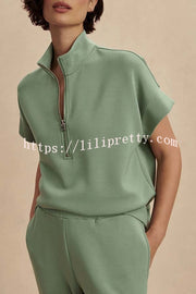 Sheridan Half-Zip Neck Short Sleeve Sweatshirt and Elastic Waist Pocket Jogger Set