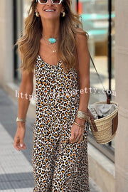 Lilipretty® Vacay State of Mind Leopard Print A-line Slip Maxi Dress