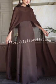 Moonlit Muse Sheer Chiffon High Low Cape Slip Maxi Dress
