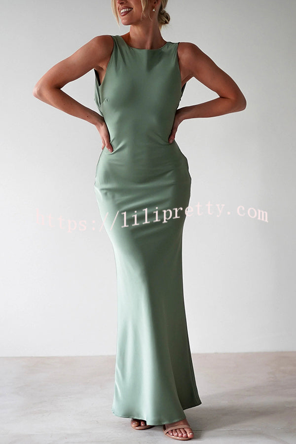 Solid Color Sexy Backless Lace-up Elegant Slim Maxi Dress