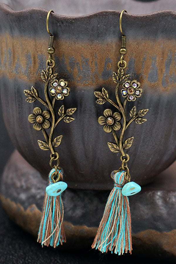 Fashionable Hollow Carved Alloy Tassel Retro Earrings