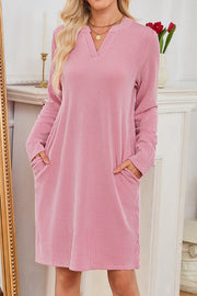 Solid Color Loose Long-sleeved Casual Knitted Mini Dress