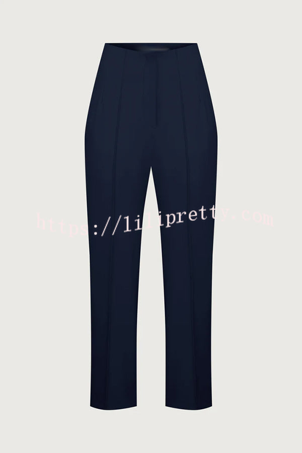 Exquisite and Fashionable High Waist Pocketed Straight Leg Pencil Pants