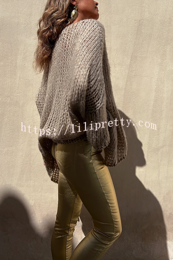 Lilipretty Chill Touch Knit Stripe Trim Loose Pullover Sweater