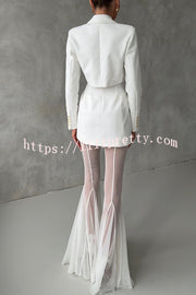 Deep Chic Mesh High Rise Elastic Waist Fishtail Stretch Pants