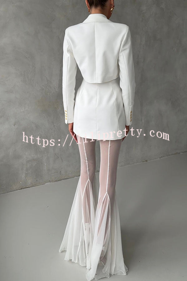 Deep Chic Mesh High Rise Elastic Waist Fishtail Stretch Pants