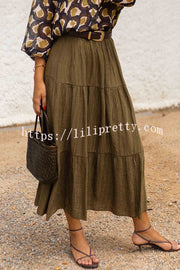 Solid Color Splicing Casual Vacation Maxi Skirt