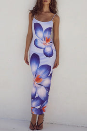Lilipretty® Definitely Memorable Abstract Floral Print Slip Stretch Maxi Dress