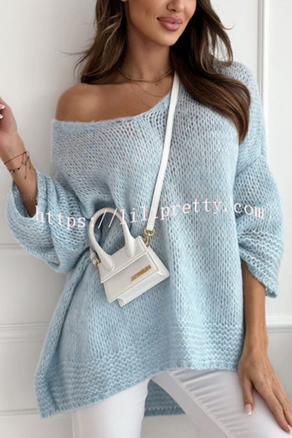 Solid Color Loose V-neck Casual Knitted Sweater