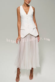 Modern Day Chiffon Pleated High Rise A-line Midi Skirt