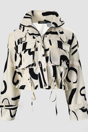 Unique Stylish Printed Casual Pocket Statement Jacket