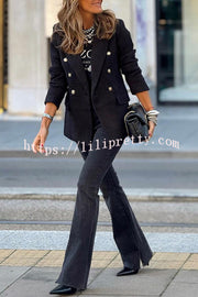 LIlipretty Classic Yet Fashionable Tweed Metal Button Lapel Blazer Jacket