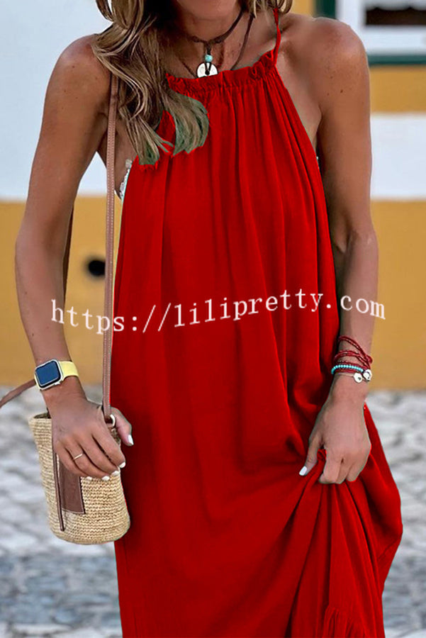 Lilipretty Summer Colors Elastic Neckline A-line Loose Maxi Dress