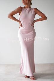 Solid Color Sexy Backless Lace-up Elegant Slim Maxi Dress