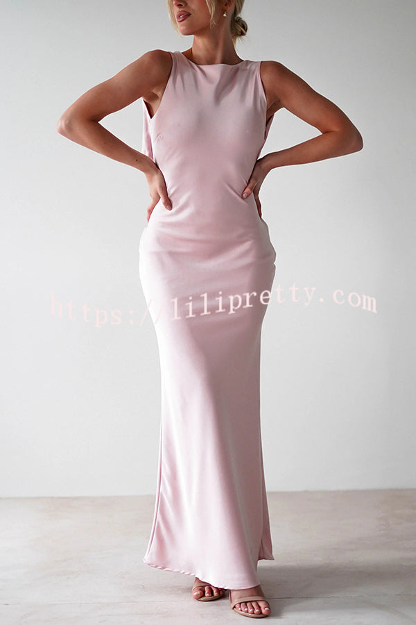 Solid Color Sexy Backless Lace-up Elegant Slim Maxi Dress