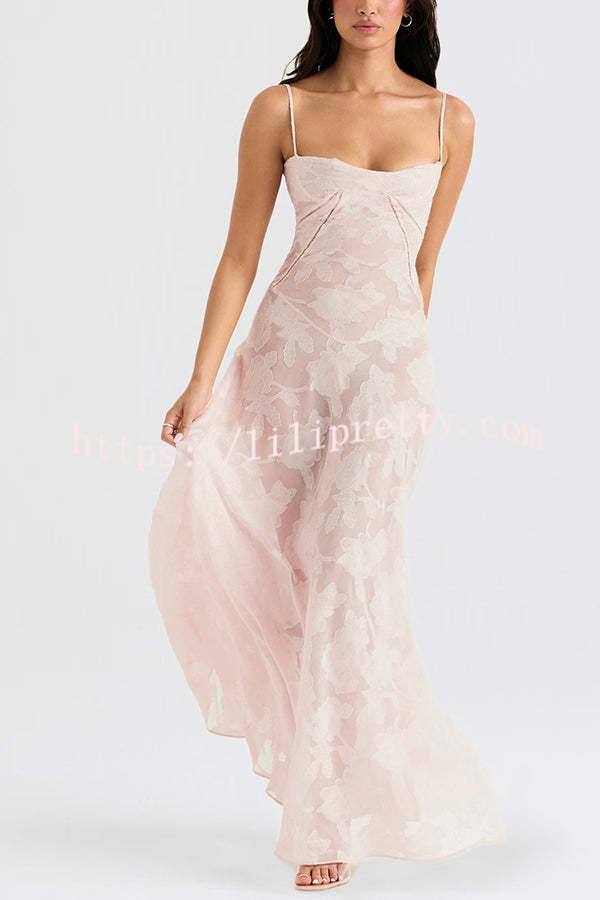 Fashion Sexy Suspenders See-through Holiday Slim Maxi Dress