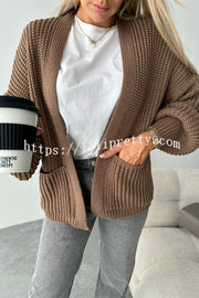 Solid Color V-neck Long-sleeved Casual Knitted Cardigan