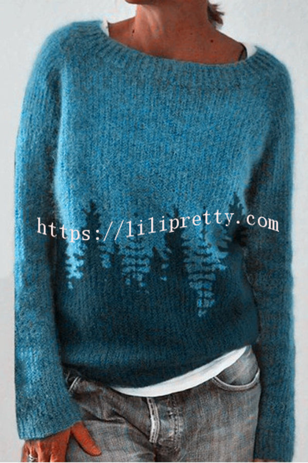 Lilipretty Crew Neck Color Block Long Sleeve Pullover Sweater