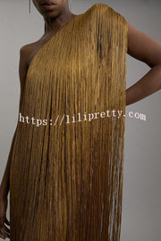 Fashion One-shoulder Slim-fit Elegant Tassel Mini Dress