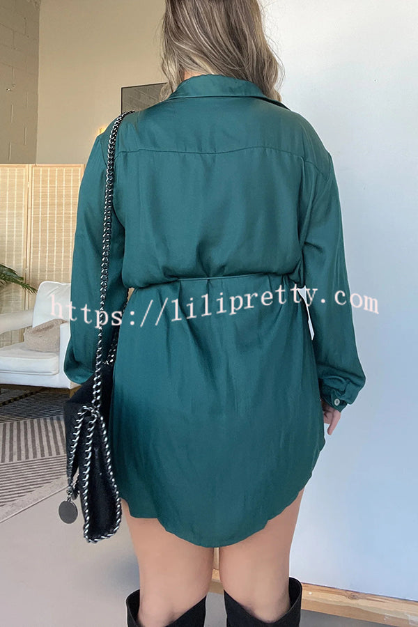 Solid Color Long Sleeve Button Casual Shirt-Style Rompers