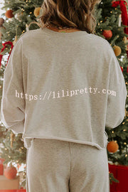 Dear Daydream Loose Bow Tie Long-Sleeved Sweatshirt and Elastic Waist Pocket Pants Set