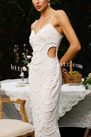 Own It Pearl Sequin Embellished Sexy Backless Cutout Strap Maxi Dress