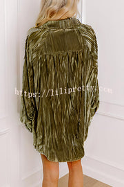 Solid Color Velvet Light-sensitive Drape Loose Shirt